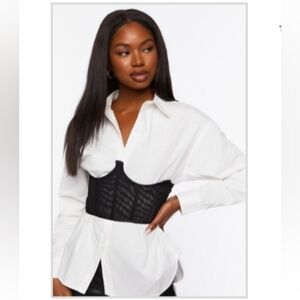 FOREVER 21 POPLIN WOVEN SHIRT WITH BELT